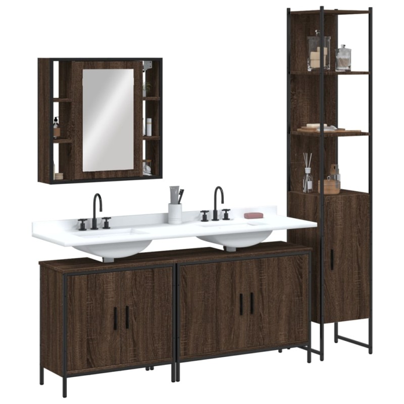 vidaXL 4-tlg. Badmöbel-Set Braun Eichen-Optik Holzwerkstoff vidaXL 4-tlg. Badmöbel-Set Braun Eichen-Optik Holzwerkstoff