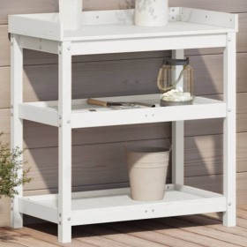 vidaXL Pflanztisch mit Ablagen Weiß 82,5x45x86,5 cm Massivholz Kiefer
