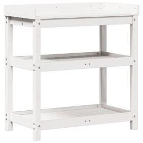 vidaXL Pflanztisch mit Ablagen Weiß 82,5x45x86,5 cm Massivholz Kiefer