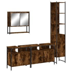 vidaXL 4-tlg. Badmöbel-Set Räuchereiche Holzwerkstoff