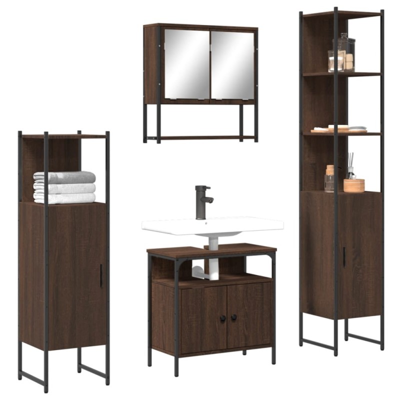 vidaXL 4-tlg. Badmöbel-Set Braun Eichen-Optik Holzwerkstoff vidaXL 4-tlg. Badmöbel-Set Braun Eichen-Optik Holzwerkstoff