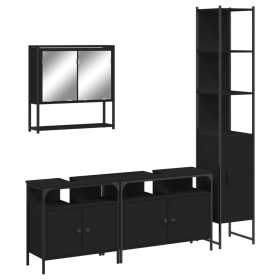 vidaXL 4-tlg. Badmöbel-Set Schwarz Holzwerkstoff