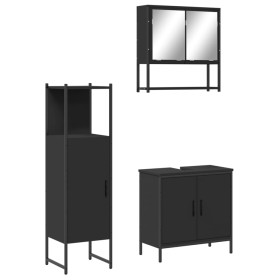 vidaXL 3-tlg. Badmöbel-Set Schwarz Holzwerkstoff