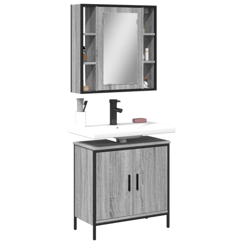 vidaXL 2-tlg. Badmöbel-Set Grau Sonoma Holzwerkstoff vidaXL 2-tlg. Badmöbel-Set Grau Sonoma Holzwerkstoff