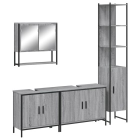 vidaXL 4-tlg. Badmöbel-Set Grau Sonoma Holzwerkstoff