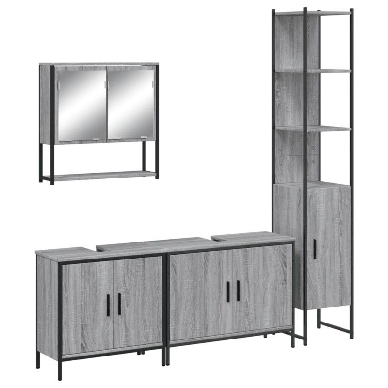 vidaXL 4-tlg. Badmöbel-Set Grau Sonoma Holzwerkstoff vidaXL 4-tlg. Badmöbel-Set Grau Sonoma Holzwerkstoff