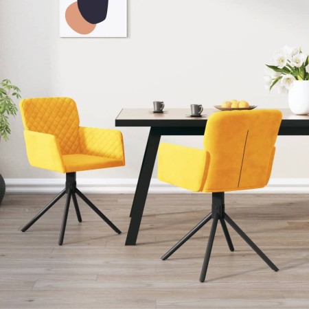 vidaXL Esszimmerstühle 2 Stk. Drehbar Gelb Samt