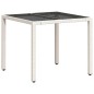 vidaXL Gartentisch mit Glasplatte Weiß 90x90x75 cm Poly Rattan vidaXL Gartentisch mit Glasplatte Weiß 90x90x75 cm Poly Rattan