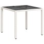 vidaXL Gartentisch mit Glasplatte Weiß 90x90x75 cm Poly Rattan vidaXL Gartentisch mit Glasplatte Weiß 90x90x75 cm Poly Rattan