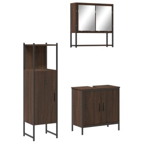 vidaXL 3-tlg. Badmöbel-Set Braun Eichen-Optik Holzwerkstoff