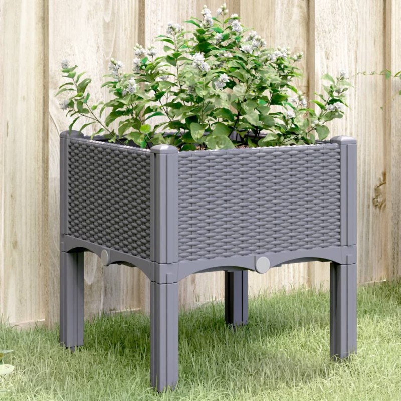 vidaXL Pflanzkasten mit Beinen Grau 40x40x42 cm PP vidaXL Pflanzkasten mit Beinen Grau 40x40x42 cm PP