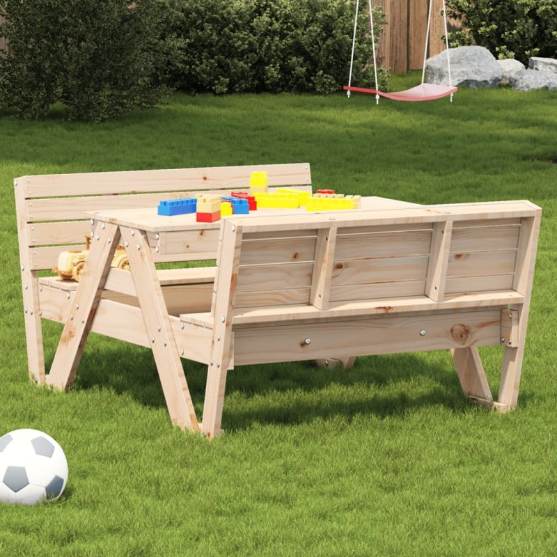 vidaXL Picknicktisch für Kinder 88x122x58 cm Massivholz Kiefer vidaXL Picknicktisch für Kinder 88x122x58 cm Massivholz Kiefer