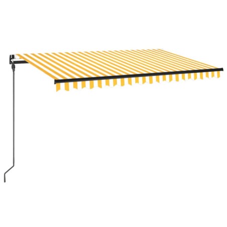 Gelenkarmmarkise Einziehbar mit LED 450x300 cm Gelb und Weiß