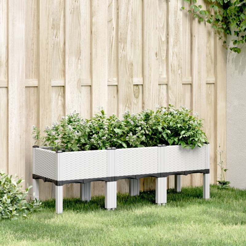 vidaXL Pflanzkasten mit Beinen Weiß 120x40x42 cm PP vidaXL Pflanzkasten mit Beinen Weiß 120x40x42 cm PP