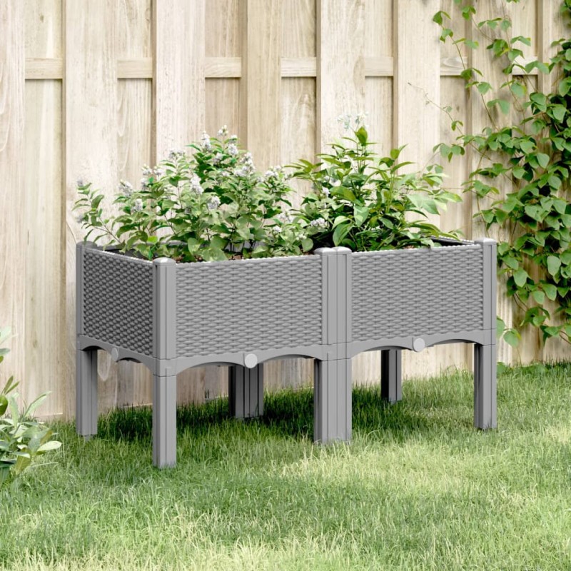 vidaXL Pflanzkasten mit Beinen Hellgrau 80x40x42 cm PP vidaXL Pflanzkasten mit Beinen Hellgrau 80x40x42 cm PP
