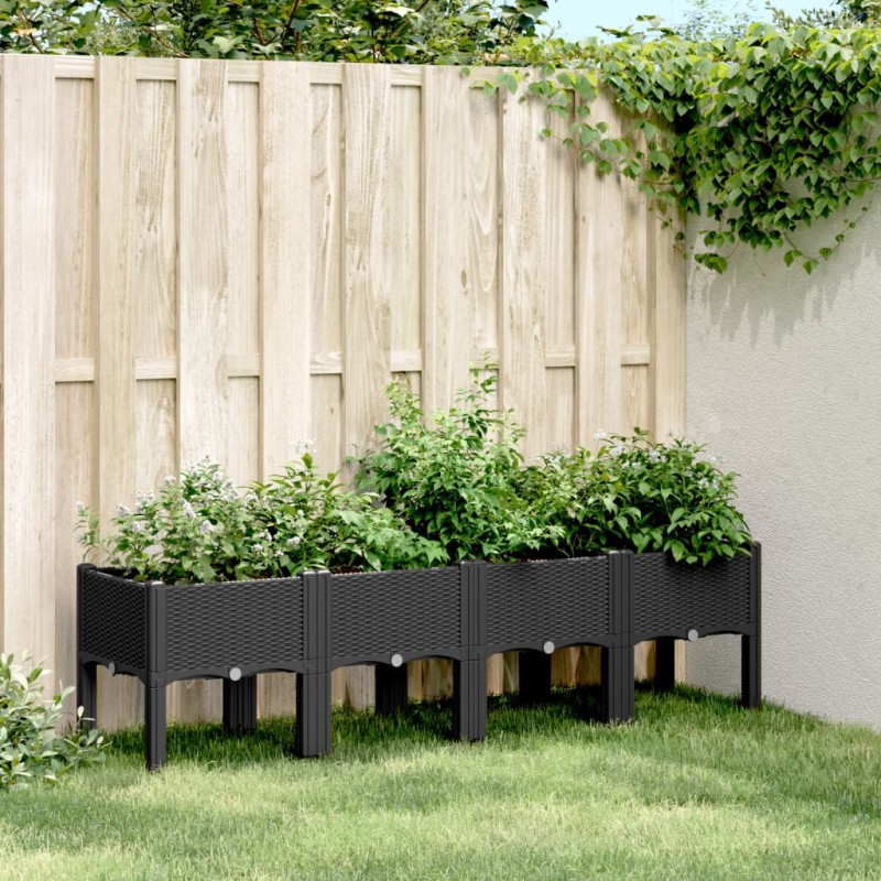 vidaXL Pflanzkasten mit Beinen Schwarz 160x40x42 cm PP vidaXL Pflanzkasten mit Beinen Schwarz 160x40x42 cm PP