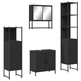 vidaXL 4-tlg. Badmöbel-Set Schwarz Holzwerkstoff