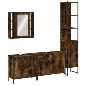 vidaXL 4-tlg. Badmöbel-Set Räuchereiche Holzwerkstoff