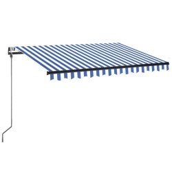 Automatische Markise mit LED Windsensor 350x250 cm Blau Weiß