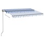 Automatische Markise mit LED Windsensor 350x250 cm Blau Weiß Automatische Markise mit LED Windsensor 350x250 cm Blau Weiß