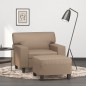 vidaXL Sessel mit Hocker Cappuccino-Braun 60 cm Kunstleder vidaXL Sessel mit Hocker Cappuccino-Braun 60 cm Kunstleder
