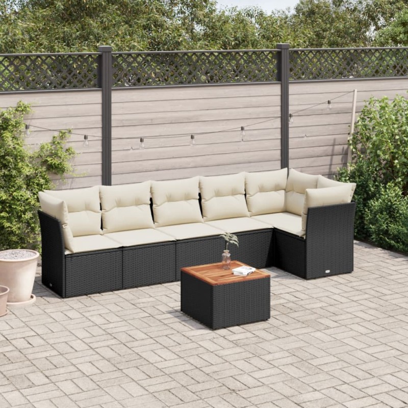 vidaXL 7-tlg. Garten-Sofagarnitur mit Kissen Schwarz Poly Rattan vidaXL 7-tlg. Garten-Sofagarnitur mit Kissen Schwarz Poly Rattan