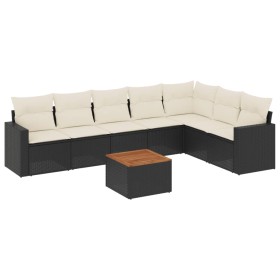 vidaXL 8-tlg. Garten-Sofagarnitur mit Kissen Schwarz Poly Rattan