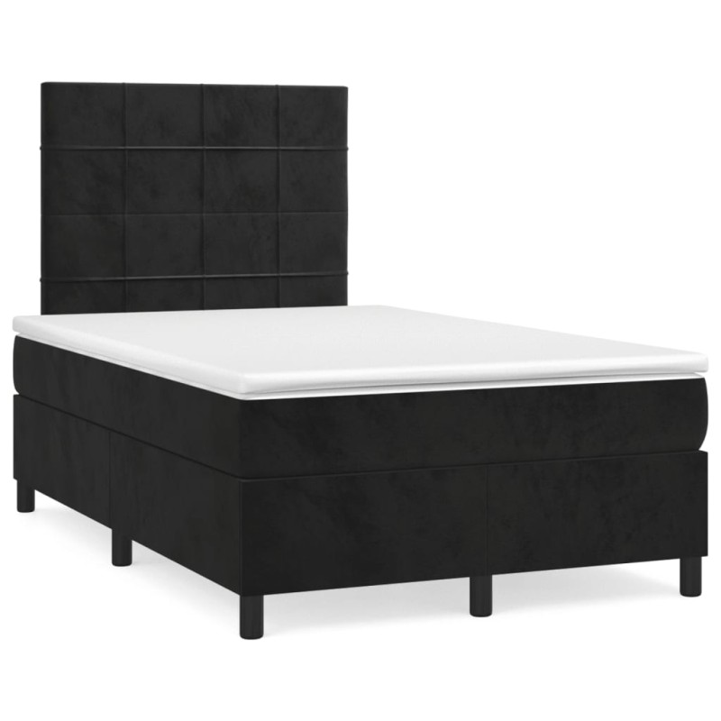 vidaXL Boxspringbett mit Matratze & LED Schwarz 120x190 cm Samt vidaXL Boxspringbett mit Matratze & LED Schwarz 120x190 cm Samt