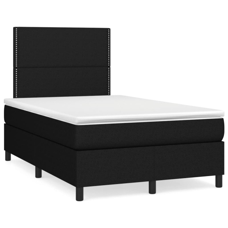 vidaXL Boxspringbett mit Matratze & LED Schwarz 120x190 cm Stoff vidaXL Boxspringbett mit Matratze & LED Schwarz 120x190 cm Stoff
