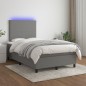 vidaXL Boxspringbett mit Matratze & LED Dunkelgrau 120x190 cm Stoff vidaXL Boxspringbett mit Matratze & LED Dunkelgrau 120x190 cm Stoff