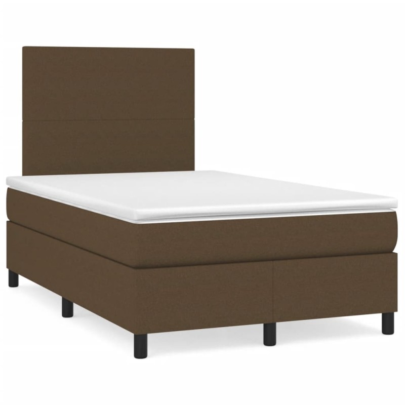 vidaXL Boxspringbett mit Matratze & LED Dunkelbraun 120x190 cm Stoff vidaXL Boxspringbett mit Matratze & LED Dunkelbraun 120x190 cm Stoff