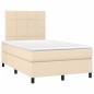 vidaXL Boxspringbett mit Matratze & LED Creme 120x190 cm Stoff vidaXL Boxspringbett mit Matratze & LED Creme 120x190 cm Stoff
