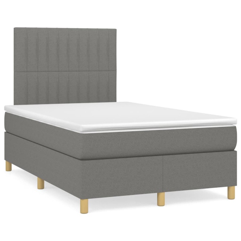 vidaXL Boxspringbett mit Matratze & LED Dunkelgrau 120x190 cm Stoff vidaXL Boxspringbett mit Matratze & LED Dunkelgrau 120x190 cm Stoff