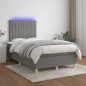vidaXL Boxspringbett mit Matratze & LED Dunkelgrau 120x190 cm Stoff vidaXL Boxspringbett mit Matratze & LED Dunkelgrau 120x190 cm Stoff