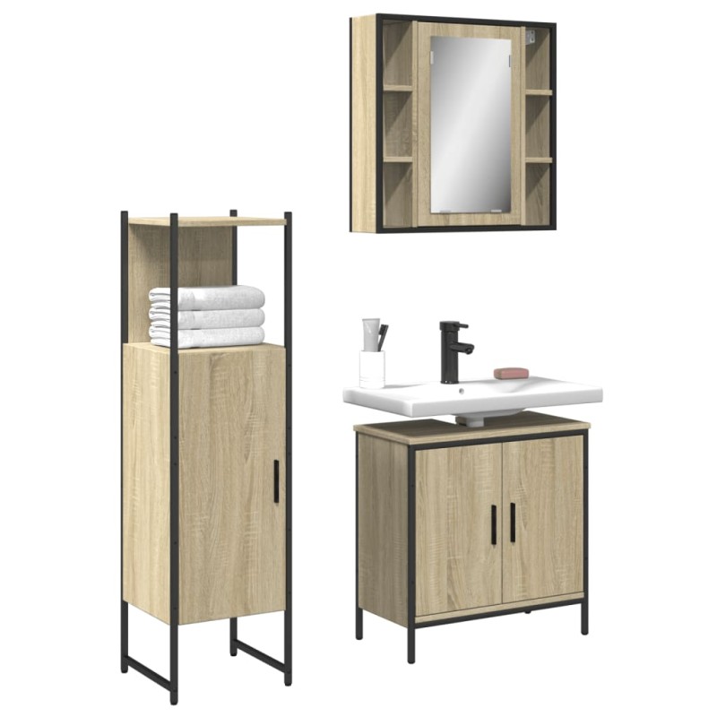 vidaXL 3-tlg. Badmöbel-Set Sonoma-Eiche Holzwerkstoff vidaXL 3-tlg. Badmöbel-Set Sonoma-Eiche Holzwerkstoff