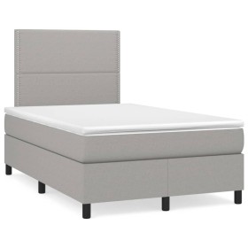 vidaXL Boxspringbett mit Matratze & LED Hellgrau 120x190 cm Stoff