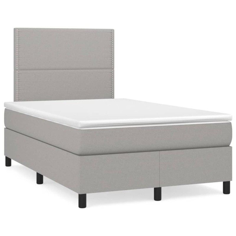 vidaXL Boxspringbett mit Matratze & LED Hellgrau 120x190 cm Stoff vidaXL Boxspringbett mit Matratze & LED Hellgrau 120x190 cm Stoff