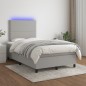vidaXL Boxspringbett mit Matratze & LED Hellgrau 120x190 cm Stoff vidaXL Boxspringbett mit Matratze & LED Hellgrau 120x190 cm Stoff