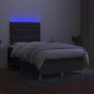 vidaXL Boxspringbett mit Matratze & LED Dunkelgrau 120x190 cm Stoff vidaXL Boxspringbett mit Matratze & LED Dunkelgrau 120x190 cm Stoff