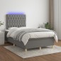 vidaXL Boxspringbett mit Matratze & LED Dunkelgrau 120x190 cm Stoff vidaXL Boxspringbett mit Matratze & LED Dunkelgrau 120x190 cm Stoff