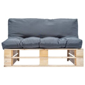 vidaXL Outdoor-Sofa Paletten mit Kissen in Grau Kiefernholz