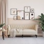 vidaXL Chesterfield-Sofa 2-Sitzer Creme Stoff vidaXL Chesterfield-Sofa 2-Sitzer Creme Stoff