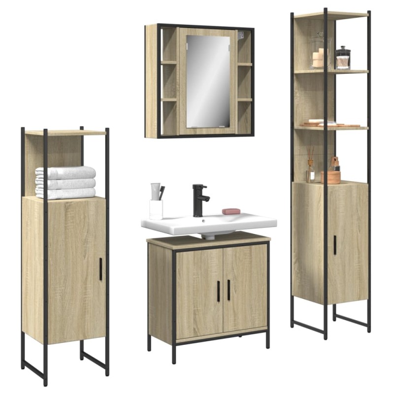 vidaXL 4-tlg. Badmöbel-Set Sonoma-Eiche Holzwerkstoff vidaXL 4-tlg. Badmöbel-Set Sonoma-Eiche Holzwerkstoff
