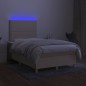 vidaXL Boxspringbett mit Matratze & LED Creme 120x190 cm Stoff vidaXL Boxspringbett mit Matratze & LED Creme 120x190 cm Stoff