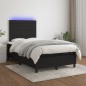 vidaXL Boxspringbett mit Matratze & LED Schwarz 120x190 cm Stoff vidaXL Boxspringbett mit Matratze & LED Schwarz 120x190 cm Stoff