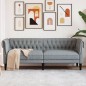 vidaXL Chesterfield-Sofa 3-Sitzer Hellgrau Stoff vidaXL Chesterfield-Sofa 3-Sitzer Hellgrau Stoff