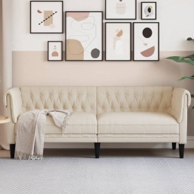 vidaXL Chesterfield-Sofa 3-Sitzer Creme Stoff