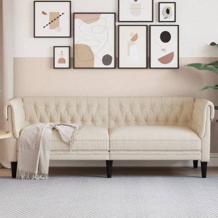 vidaXL Chesterfield-Sofa 3-Sitzer Creme Stoff