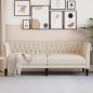 vidaXL Chesterfield-Sofa 3-Sitzer Creme Stoff vidaXL Chesterfield-Sofa 3-Sitzer Creme Stoff