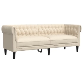 vidaXL Chesterfield-Sofa 3-Sitzer Creme Stoff